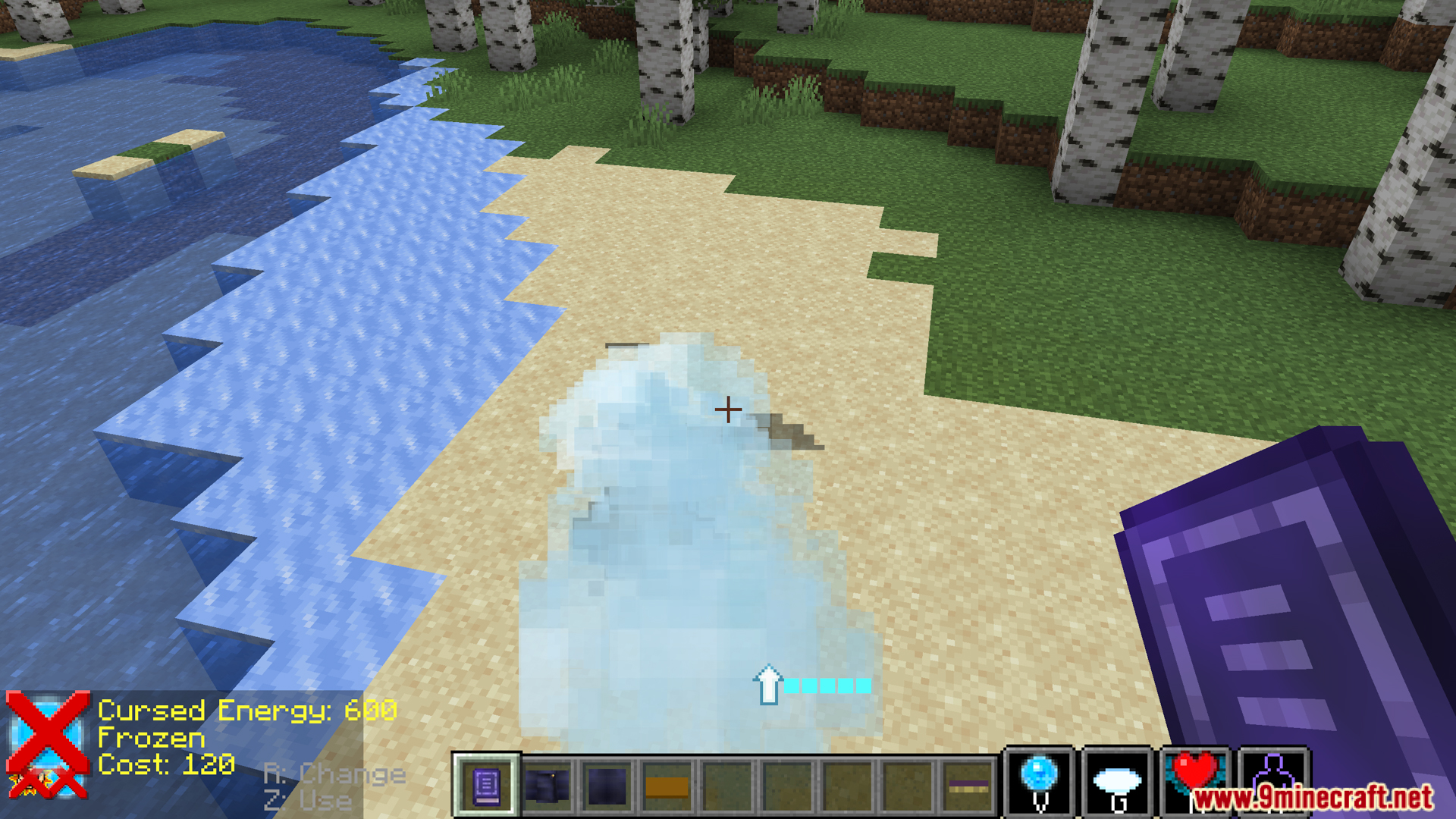 Large ice spike structure forming on the sand during combat