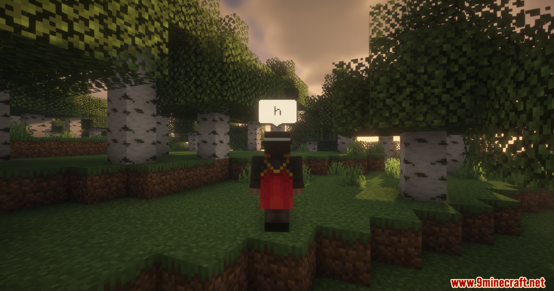 A player character with a simple chat bubble