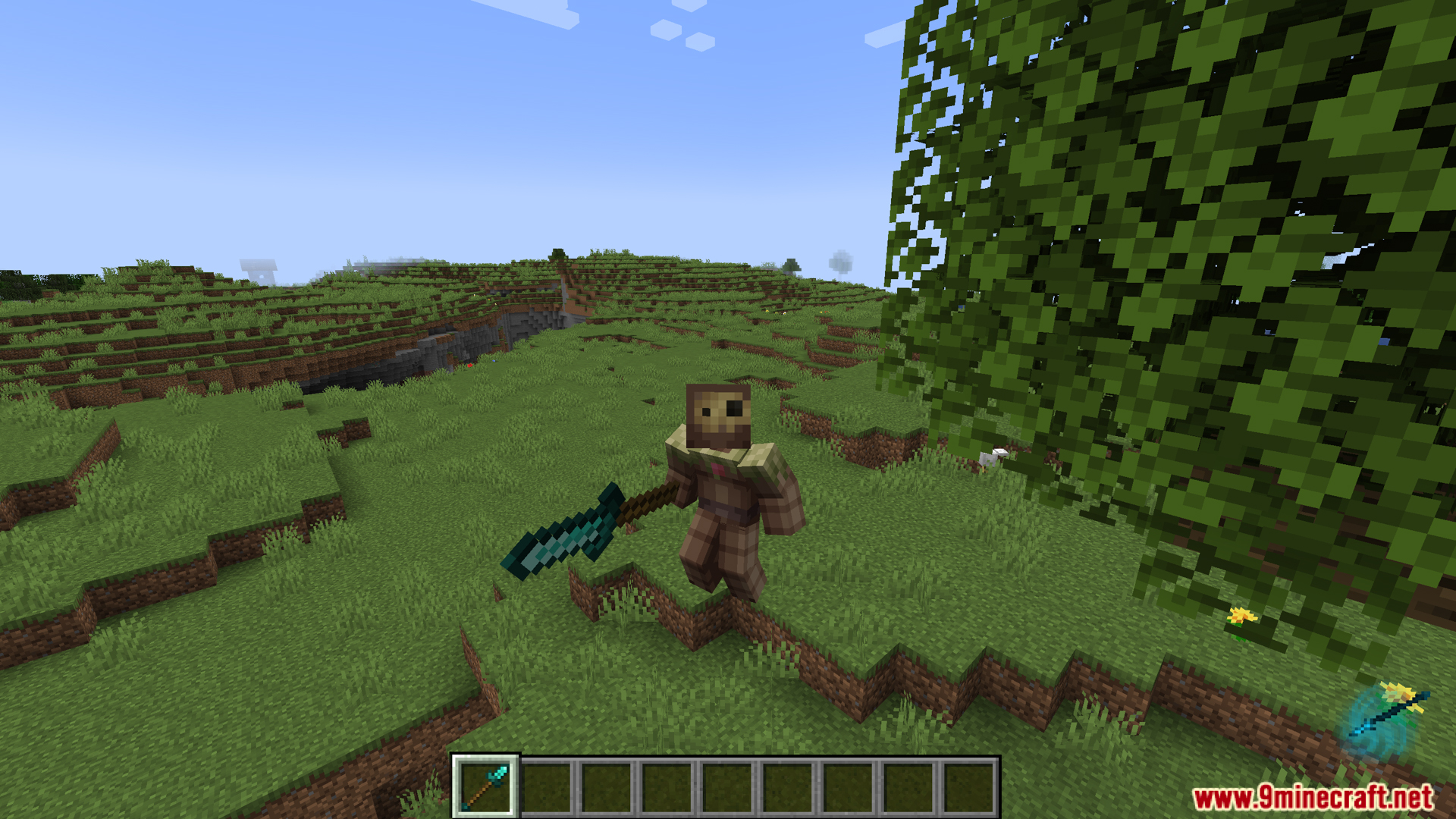 Player character holding a diamond sword ready for battle