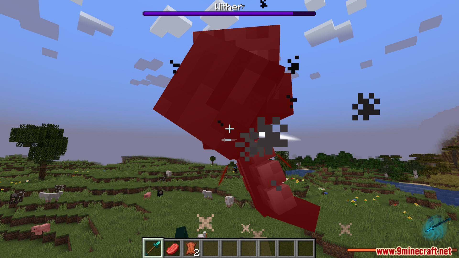 A close up camera shot of a boss fight