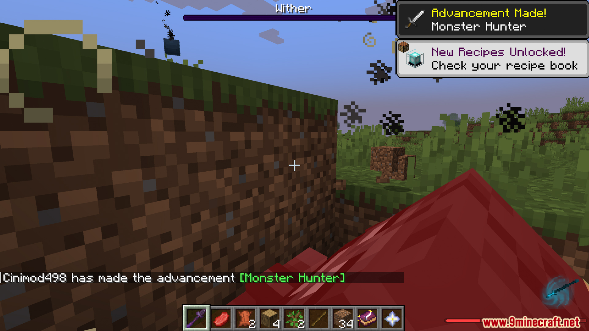 Player earns Monster Hunter advancement after a kill