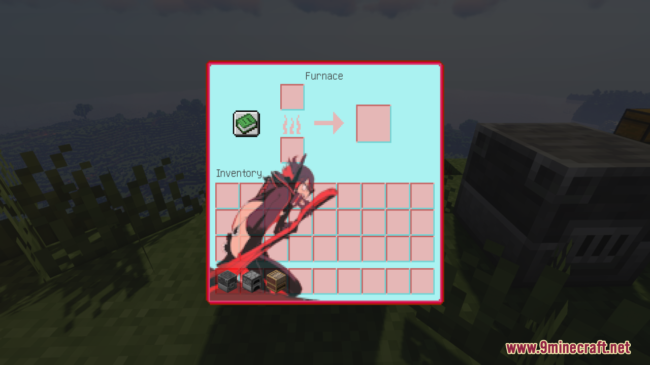 Custom Furnace interface displaying a red and blue anime background