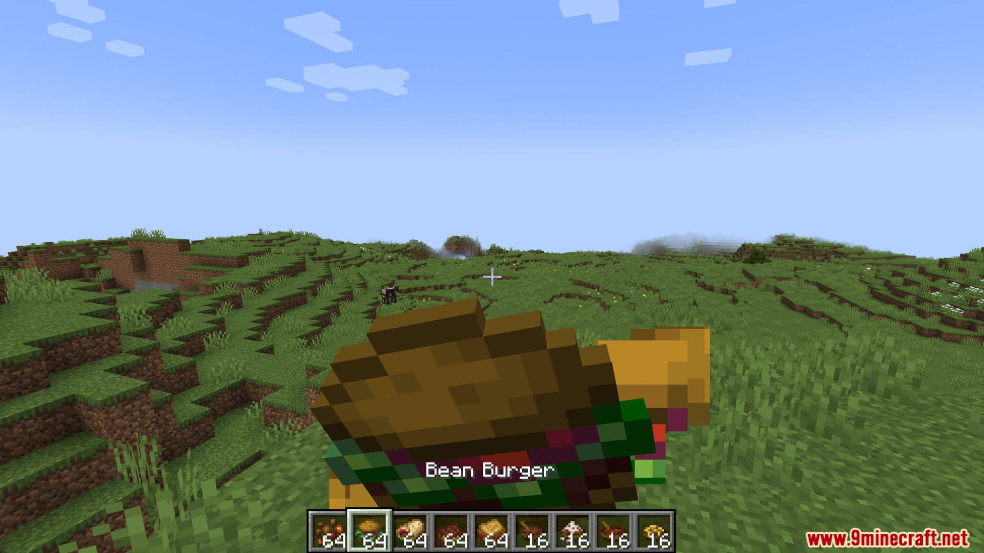 Legume Delight Mod Screenshot 10 Player holding a Bean Burger item in their hand