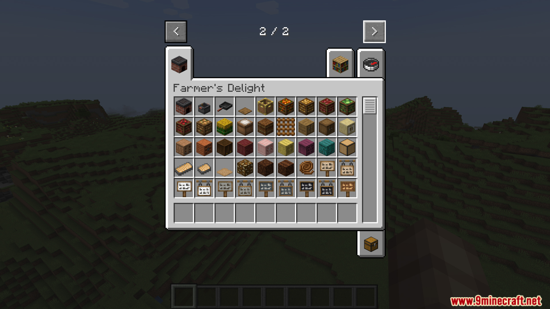 Legume Delight Mod Screenshot 3 Creative inventory showing various cooking blocks and items from the mod