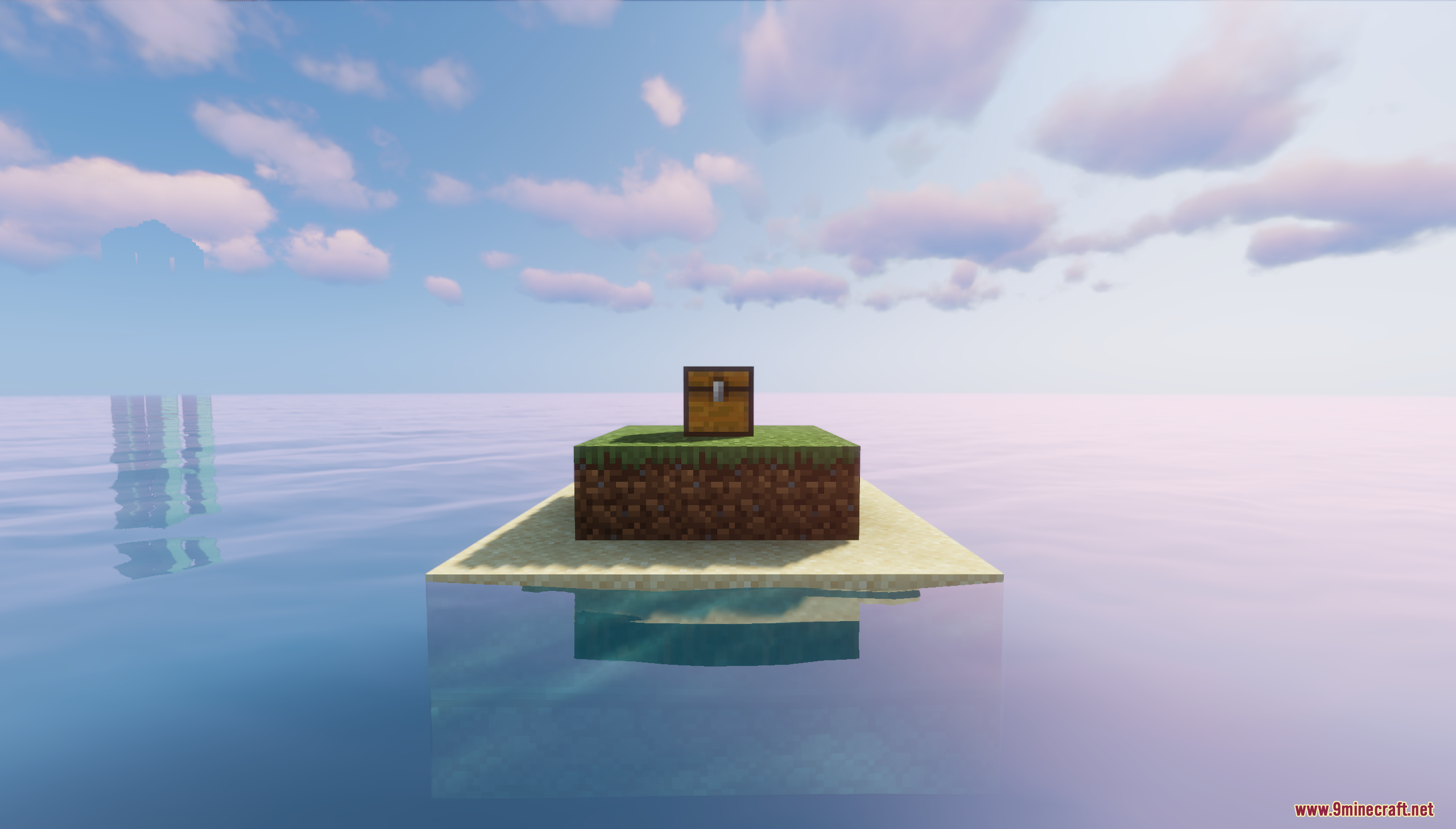 Starting location of the Lonely Island Map with a single chest