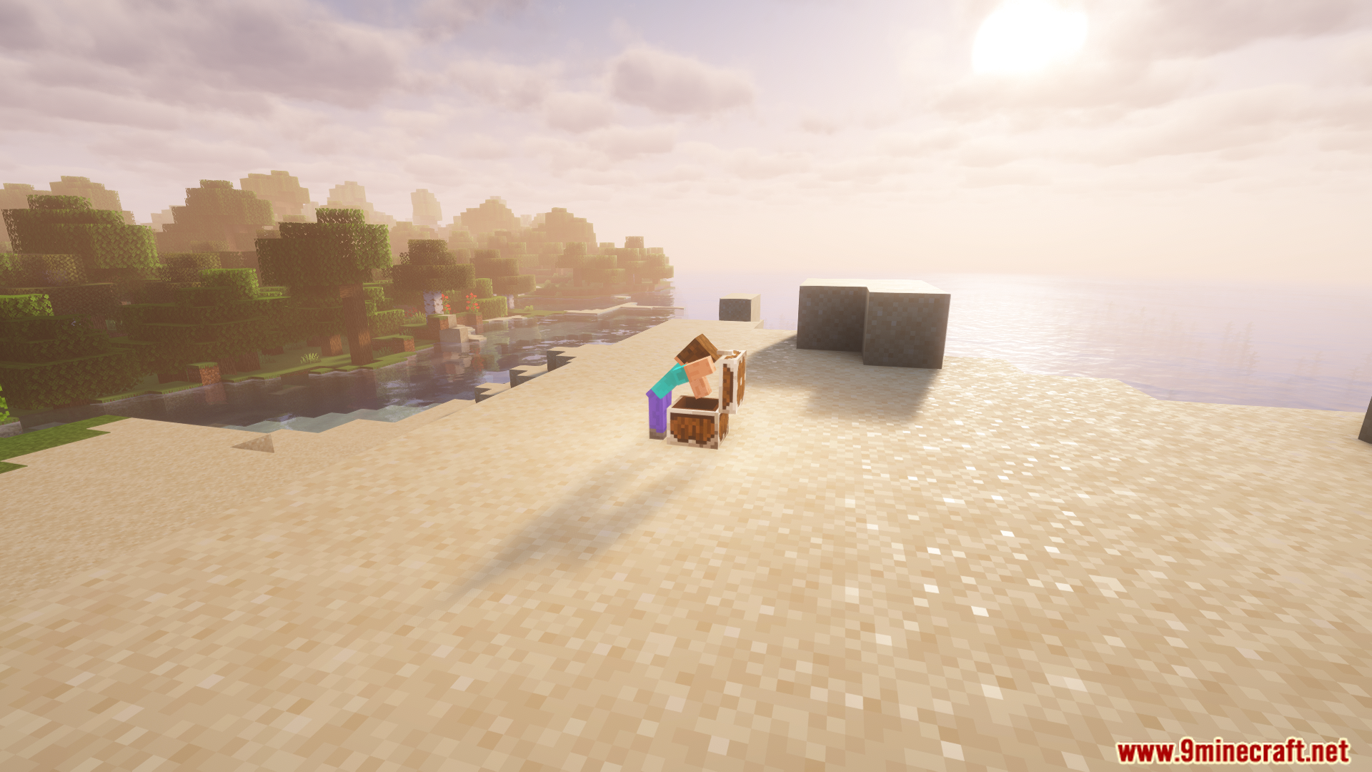 Player opening a special loot chest on a beach