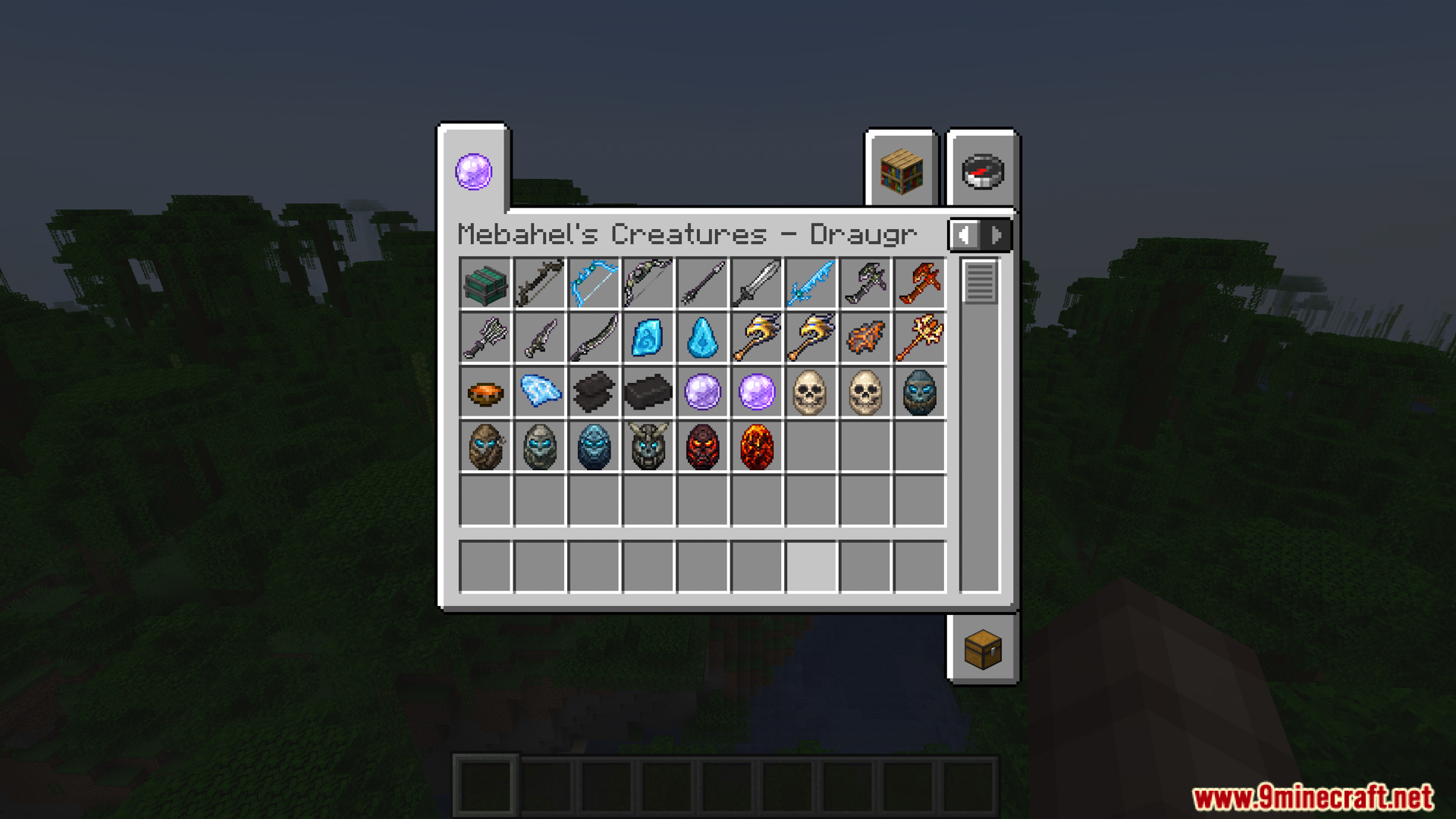 Creative inventory tab showing items from Mebahels Creatures Draugr mod