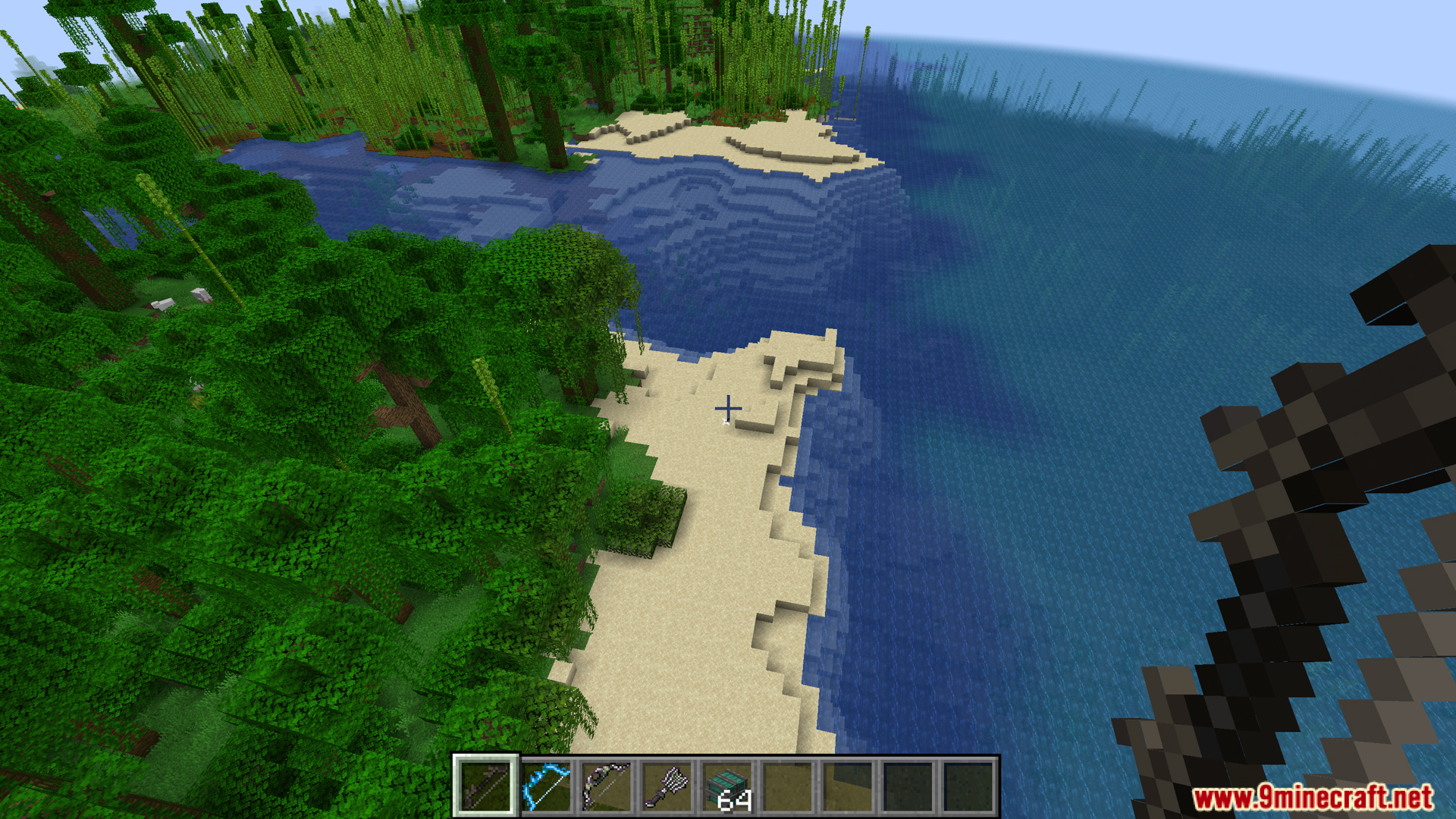 Player holding a dark bow weapon from the Draugr mod