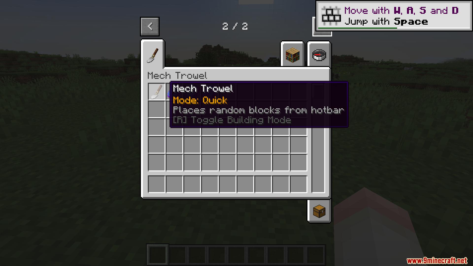 Player holding Mech Trowel with Quick mode selected in inventory