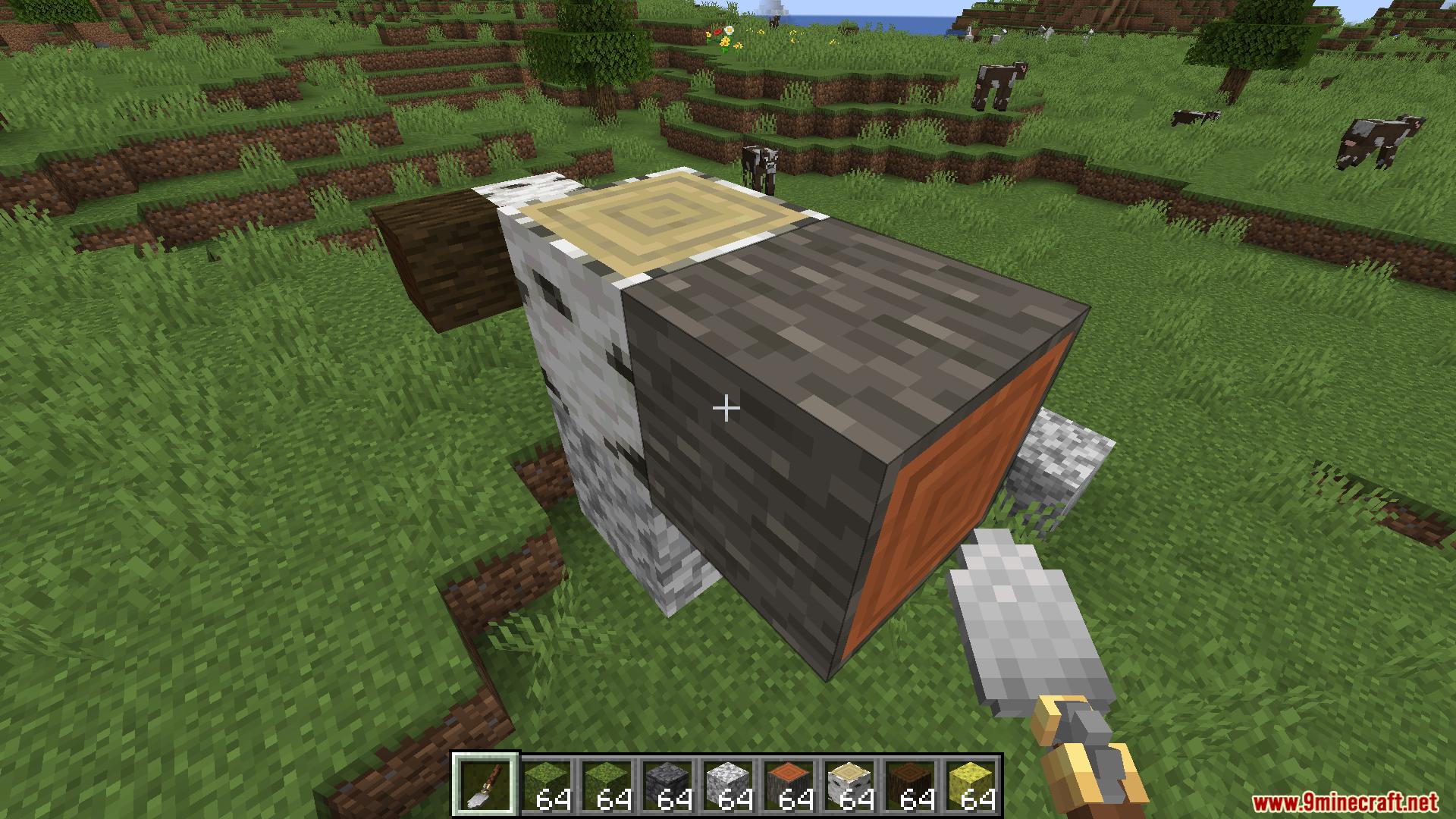 Player using Mech Trowel Mod to place mixed blocks easily