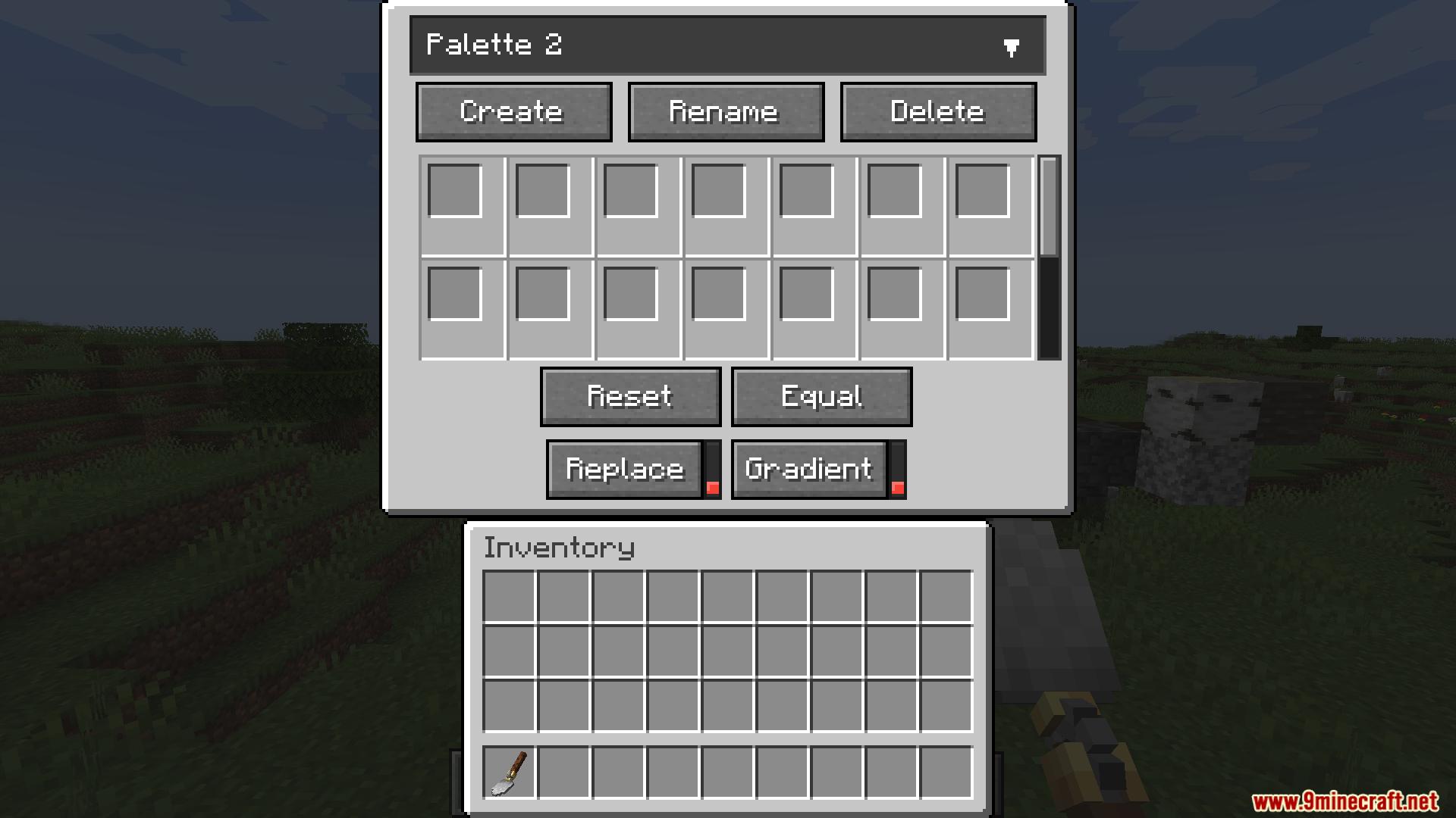 A player holding a trowel tool in a grassy field