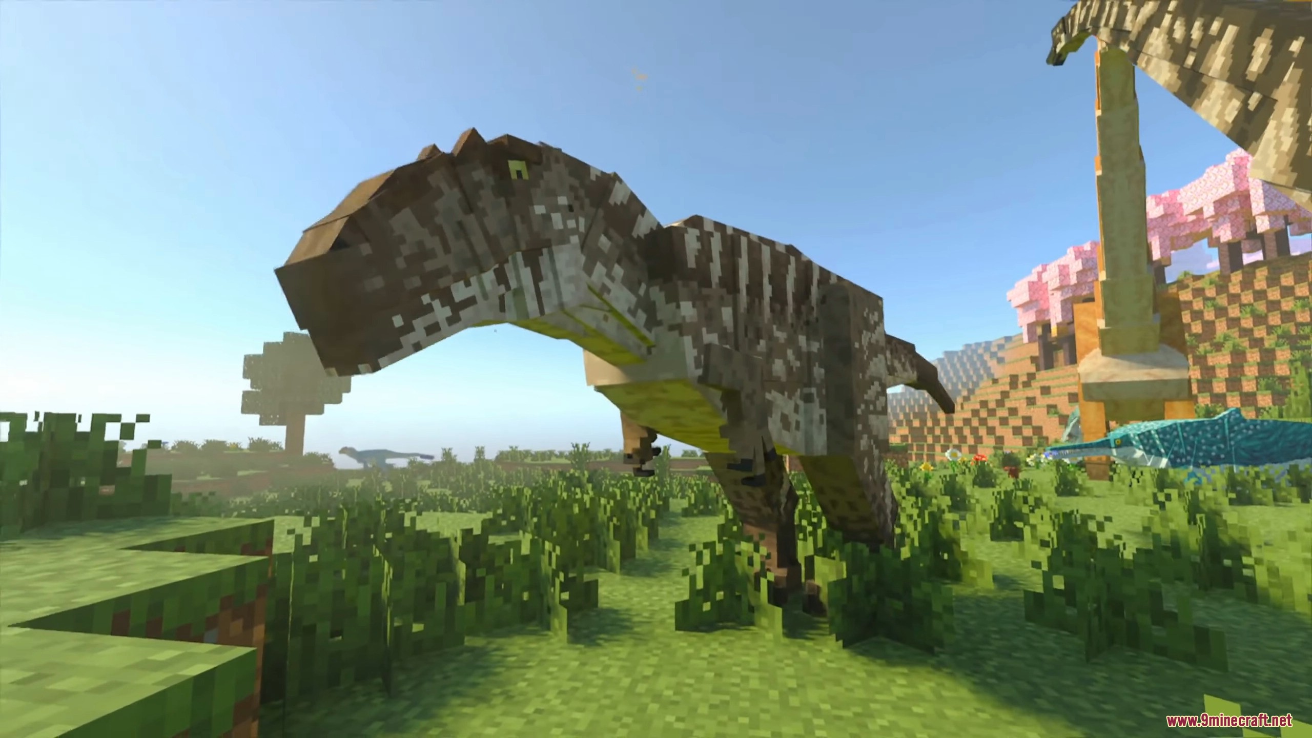 Fully grown scientifically accurate prehistoric dinosaur species in the wild