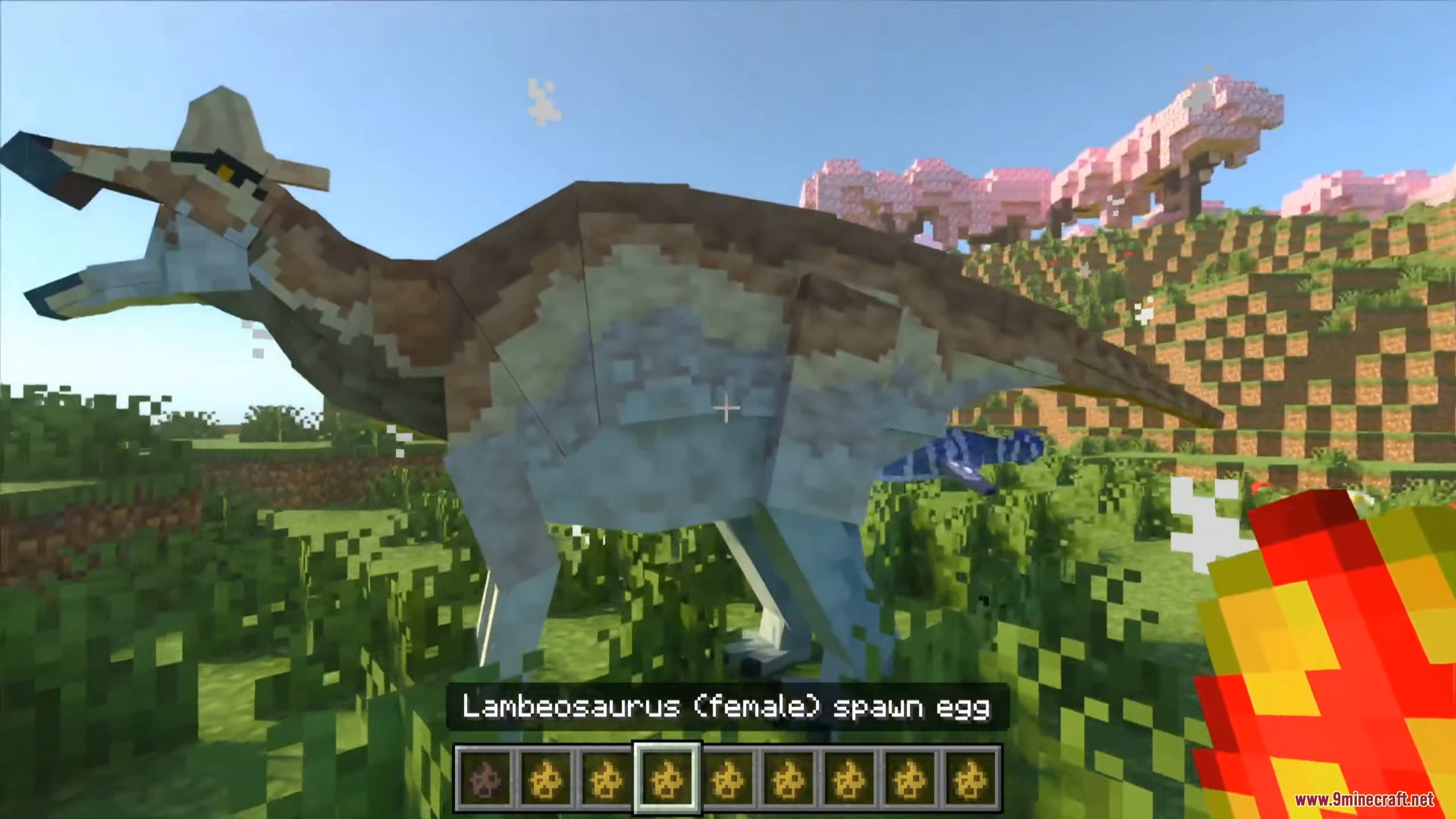 Player holding a dinosaur egg to hatch a male Diplodocus