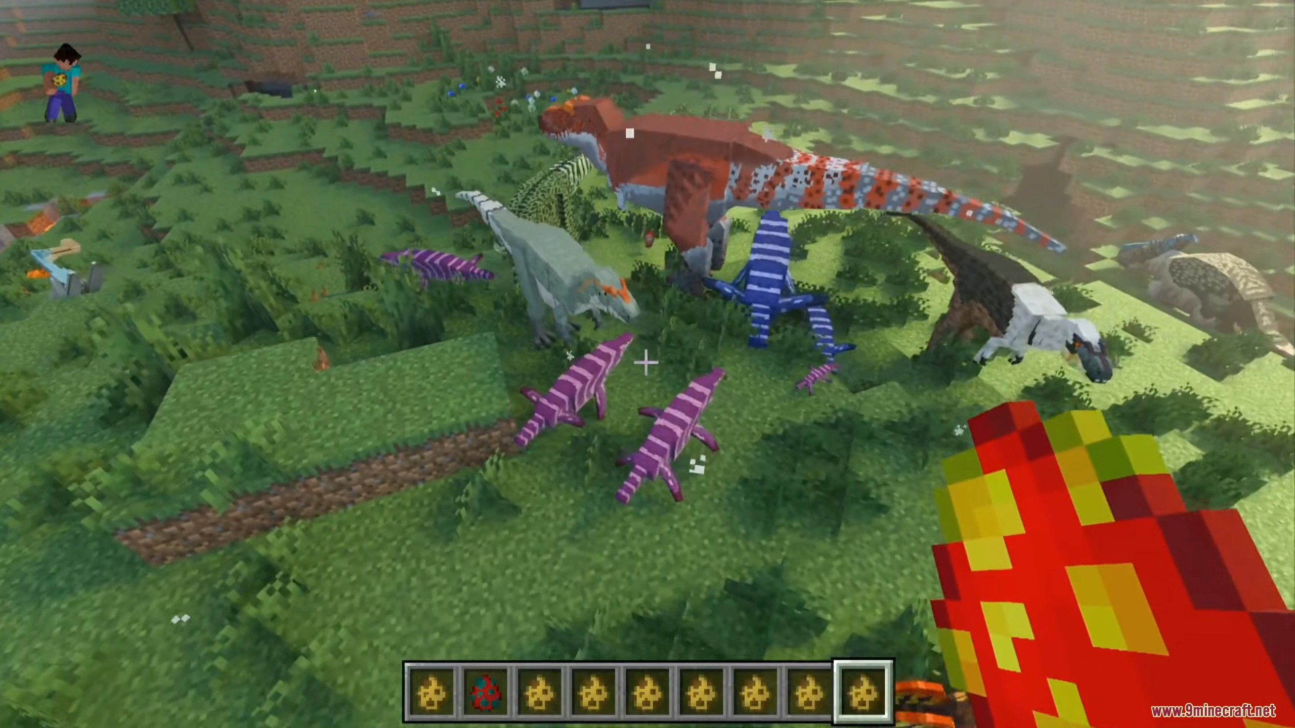 Player holding a dinosaur egg to hatch a female Lambeosaurus