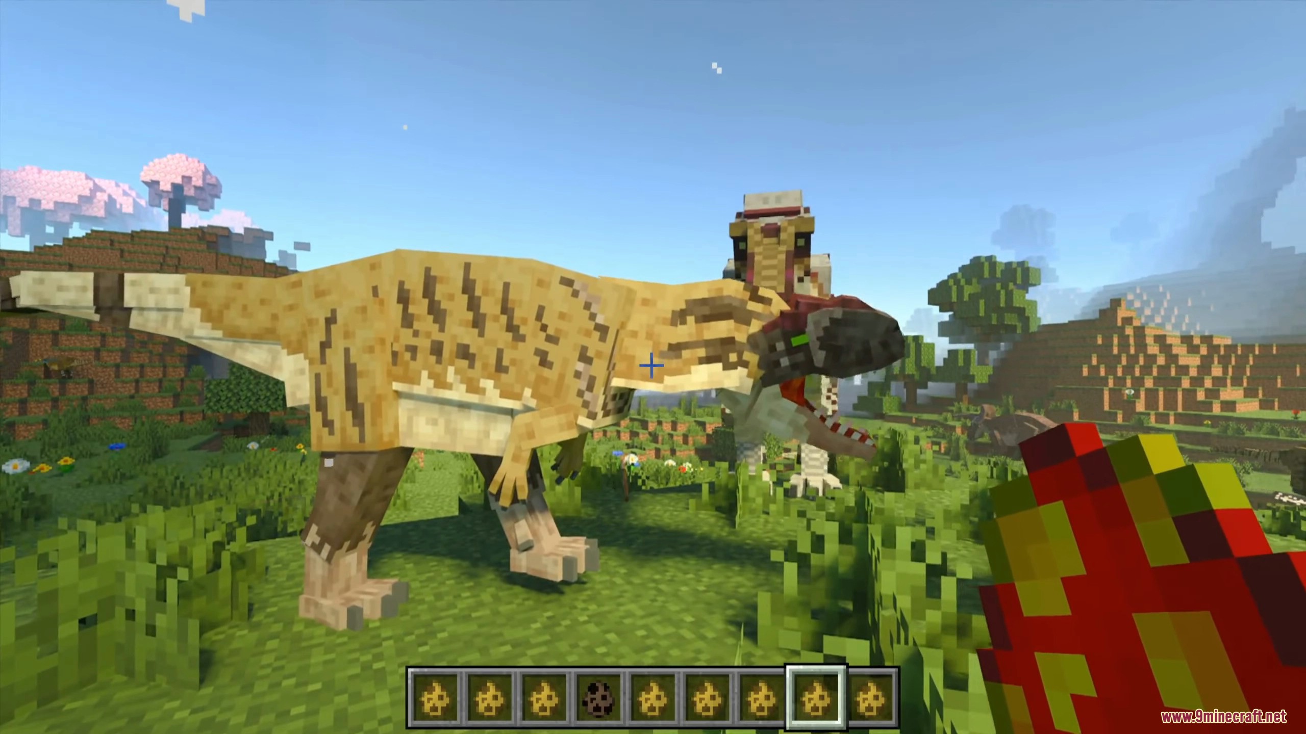 Fully grown scientifically accurate prehistoric species roaming the Bedrock world