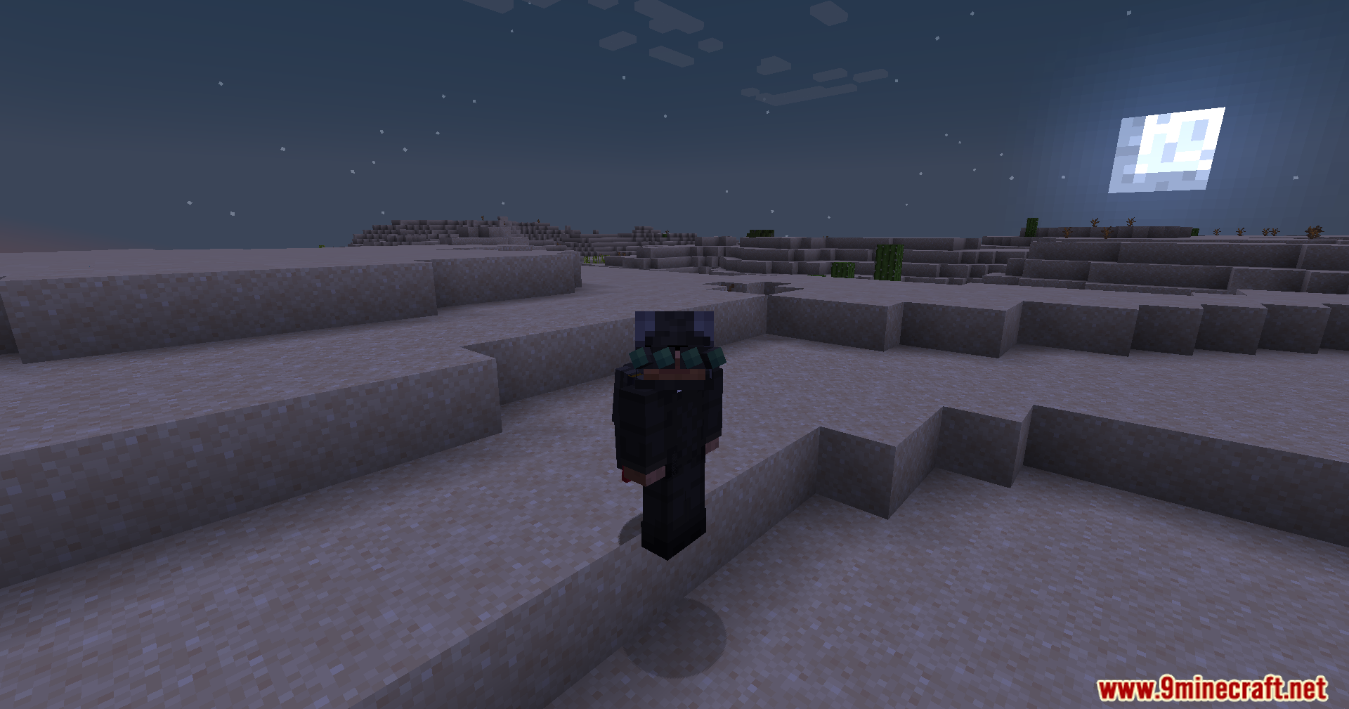 Player wearing tactical gear with night vision goggles