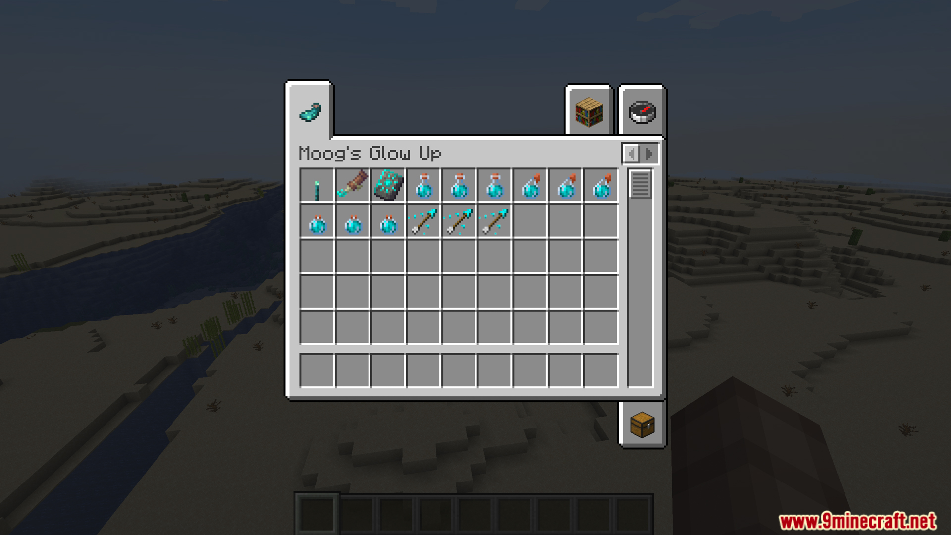 Creative inventory tab showing Moogs Glow Up mod items
