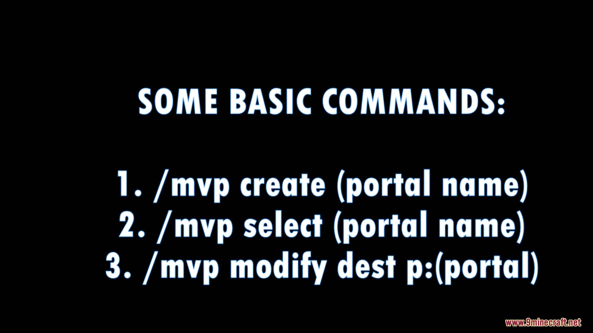 List of basic commands for creating and modifying custom portals