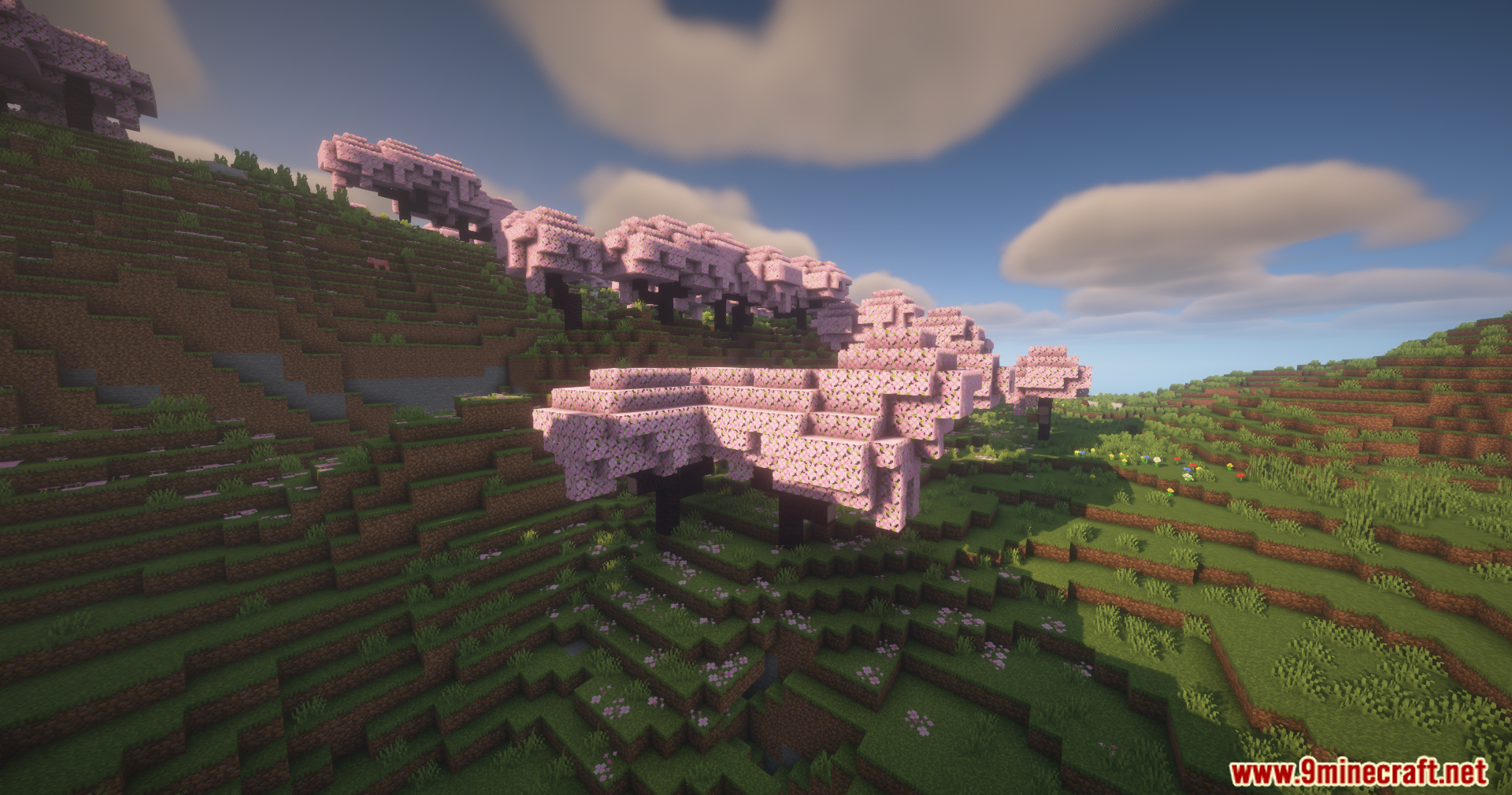Cherry blossom trees on a hill showing beautiful Neoculus shader effects
