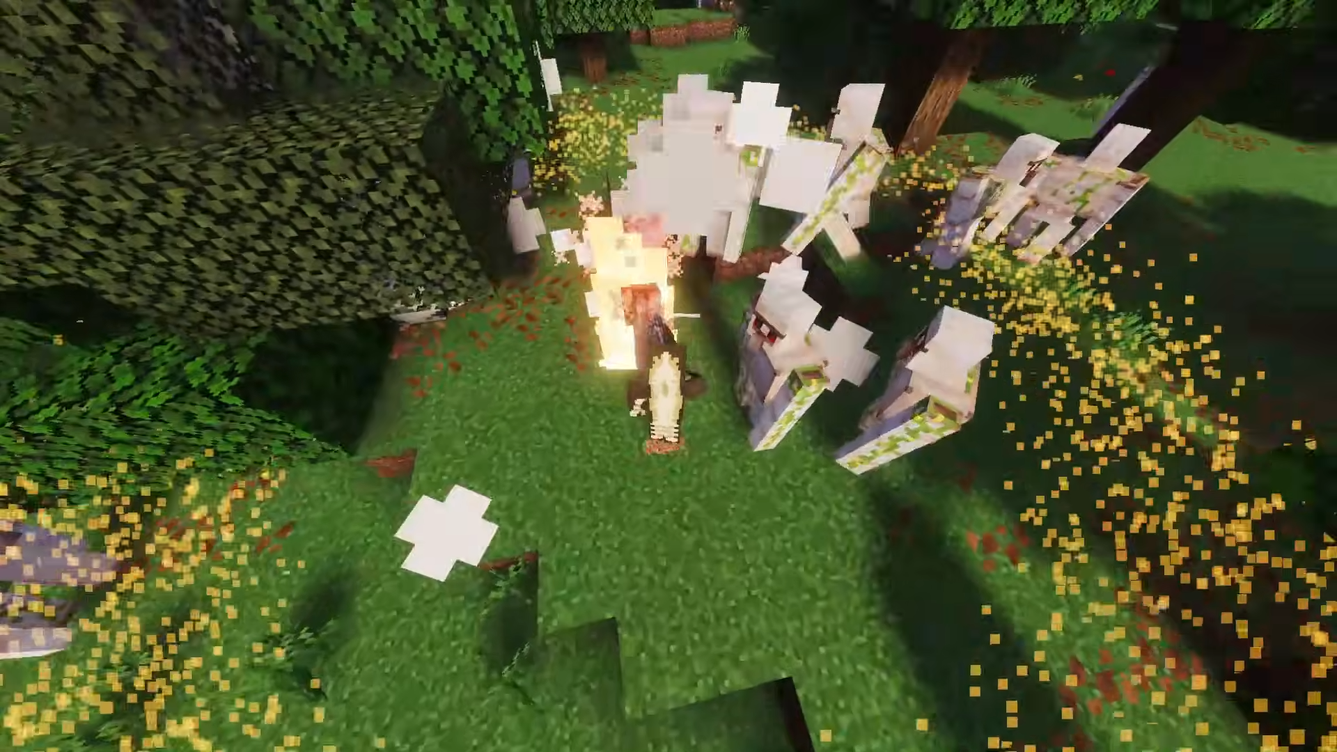 New Maces Overhaul Addon Mod Screenshot 1 Player attacking iron golems with a mace in Minecraft