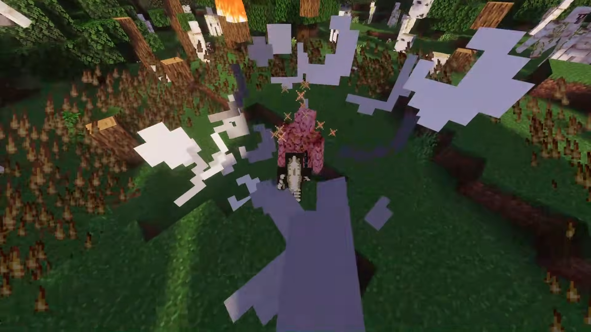 New Maces Overhaul Addon Mod Screenshot 6 Powerful mace smash attack creating massive white particle effects on ground