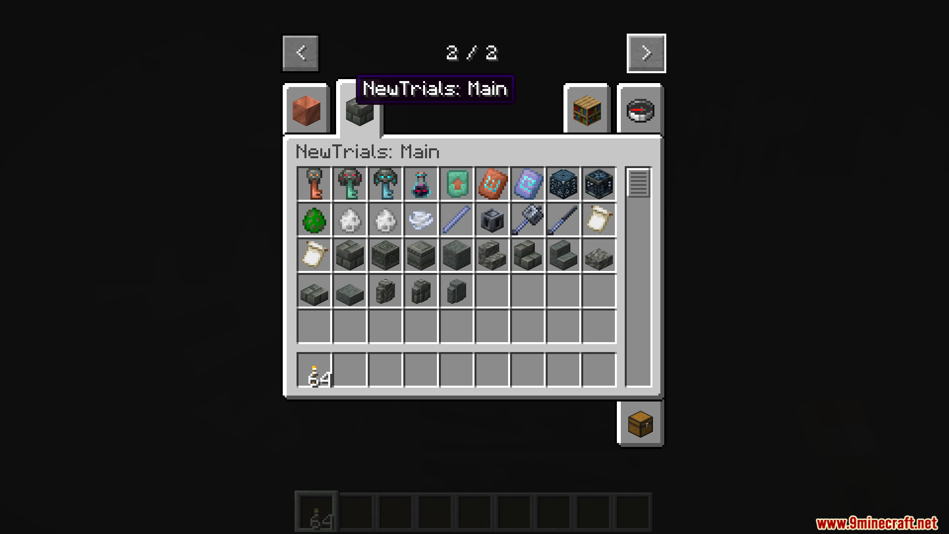 New Trials Mod Screenshot 1 Inventory showing new items from the New Trials Mod