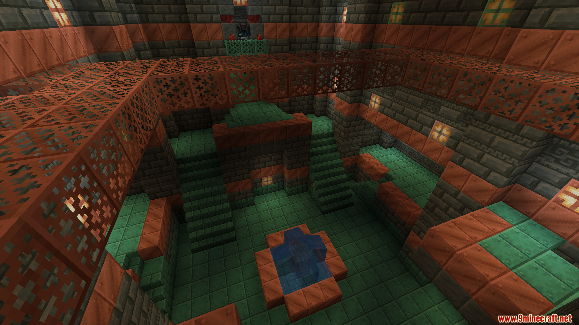 New Trials Mod Screenshot 10 Large Trial Chamber room with stairs copper grates and water feature