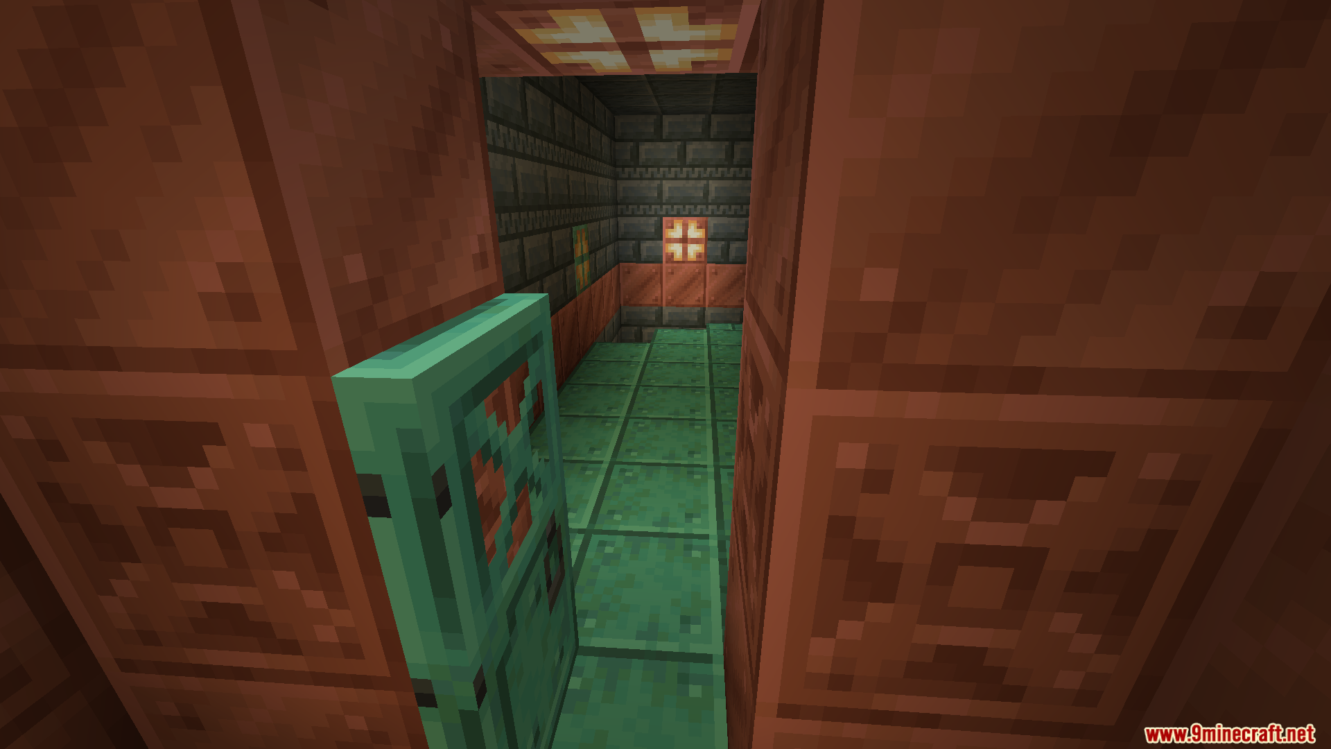 New Trials Mod Screenshot 8 Open oxidized copper door leading into another Trial Chamber room