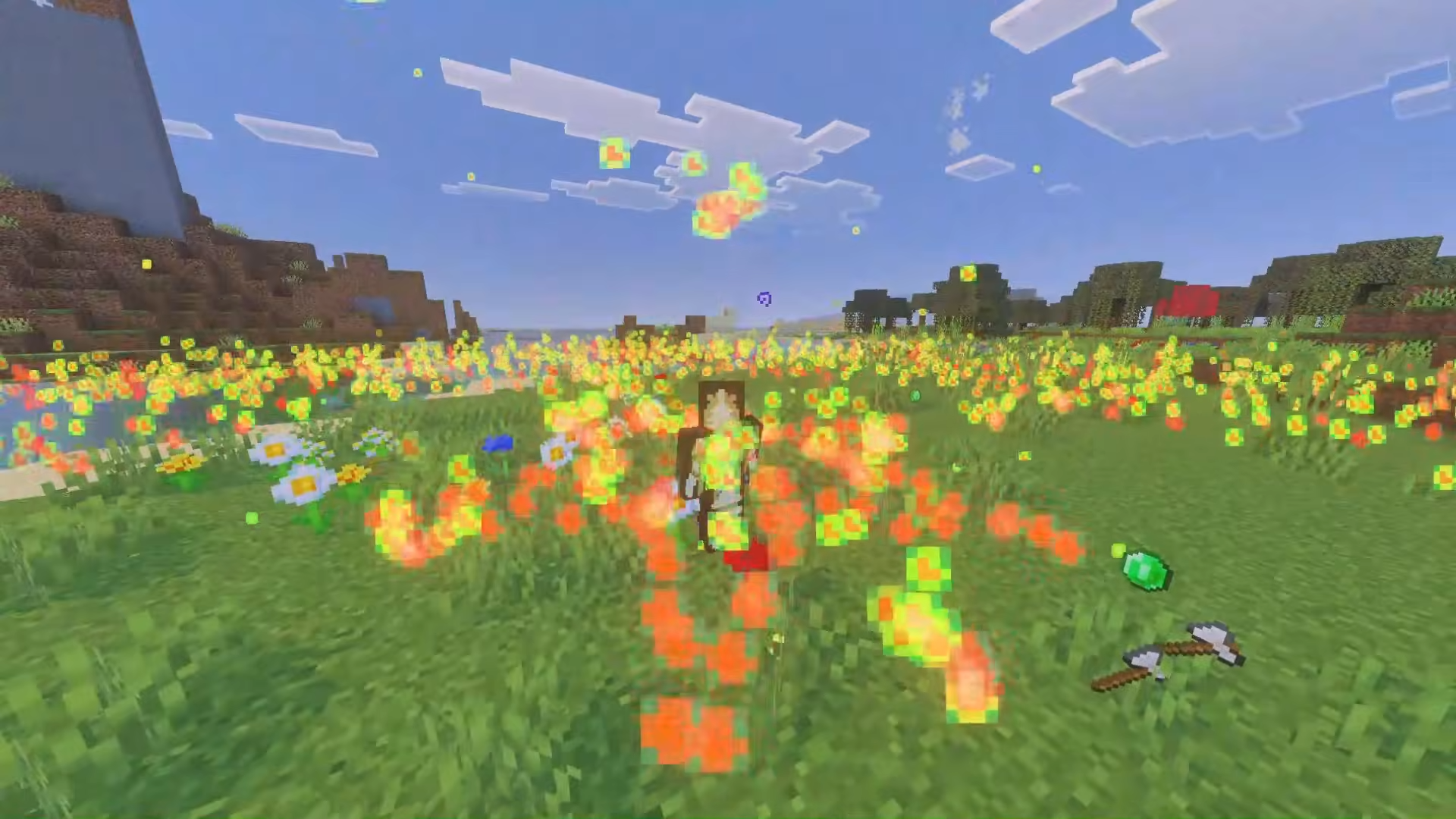 Player using a weapon to create an expanding glowing particle ritual