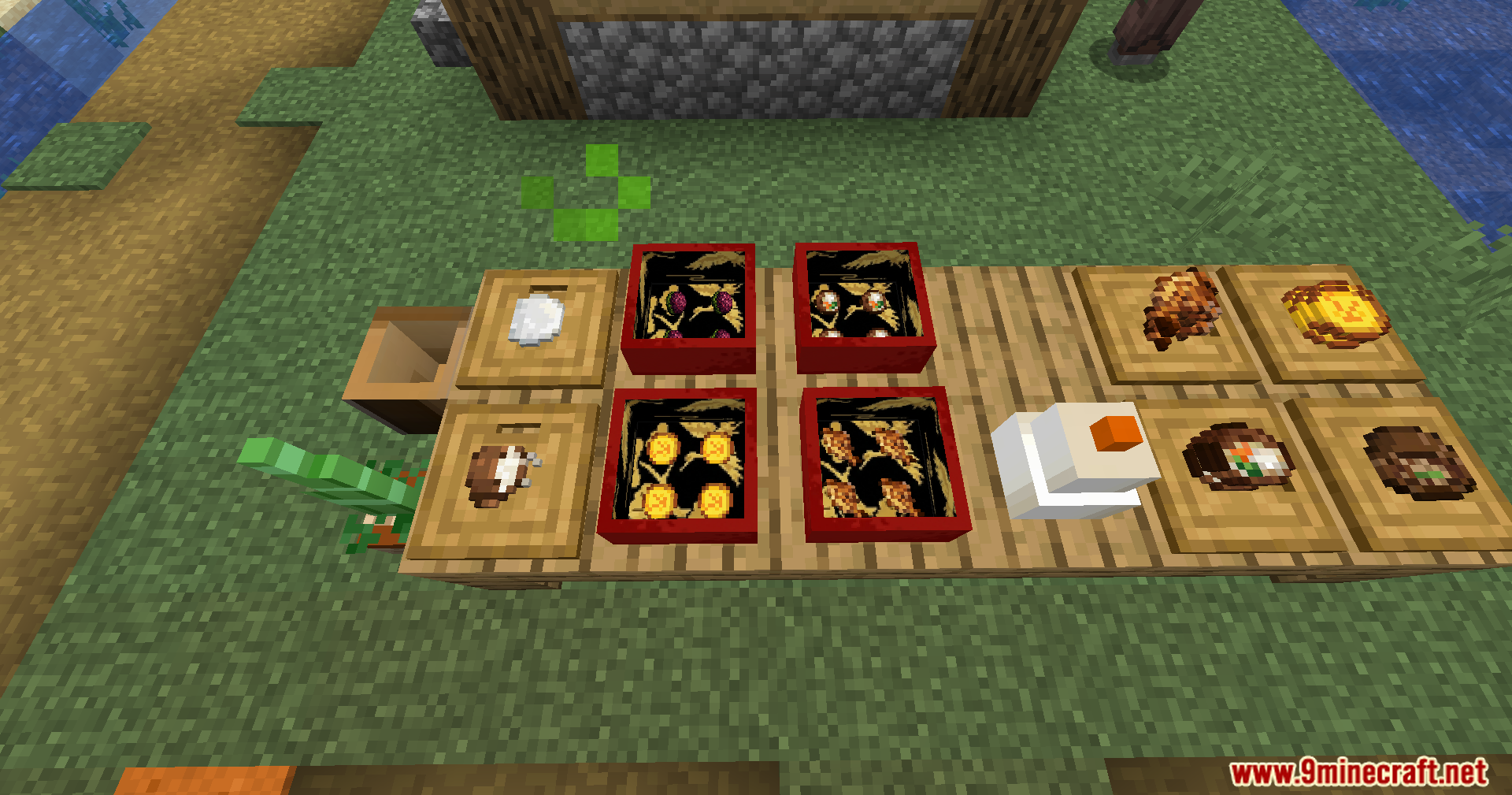 An overhead view of Osechi boxes and other holiday dishes