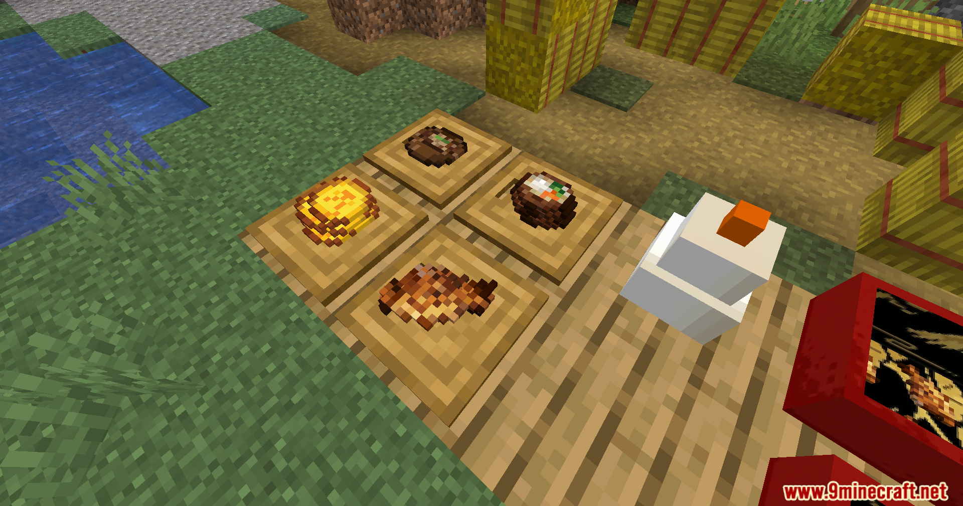 A close-up view of various Japanese holiday food items