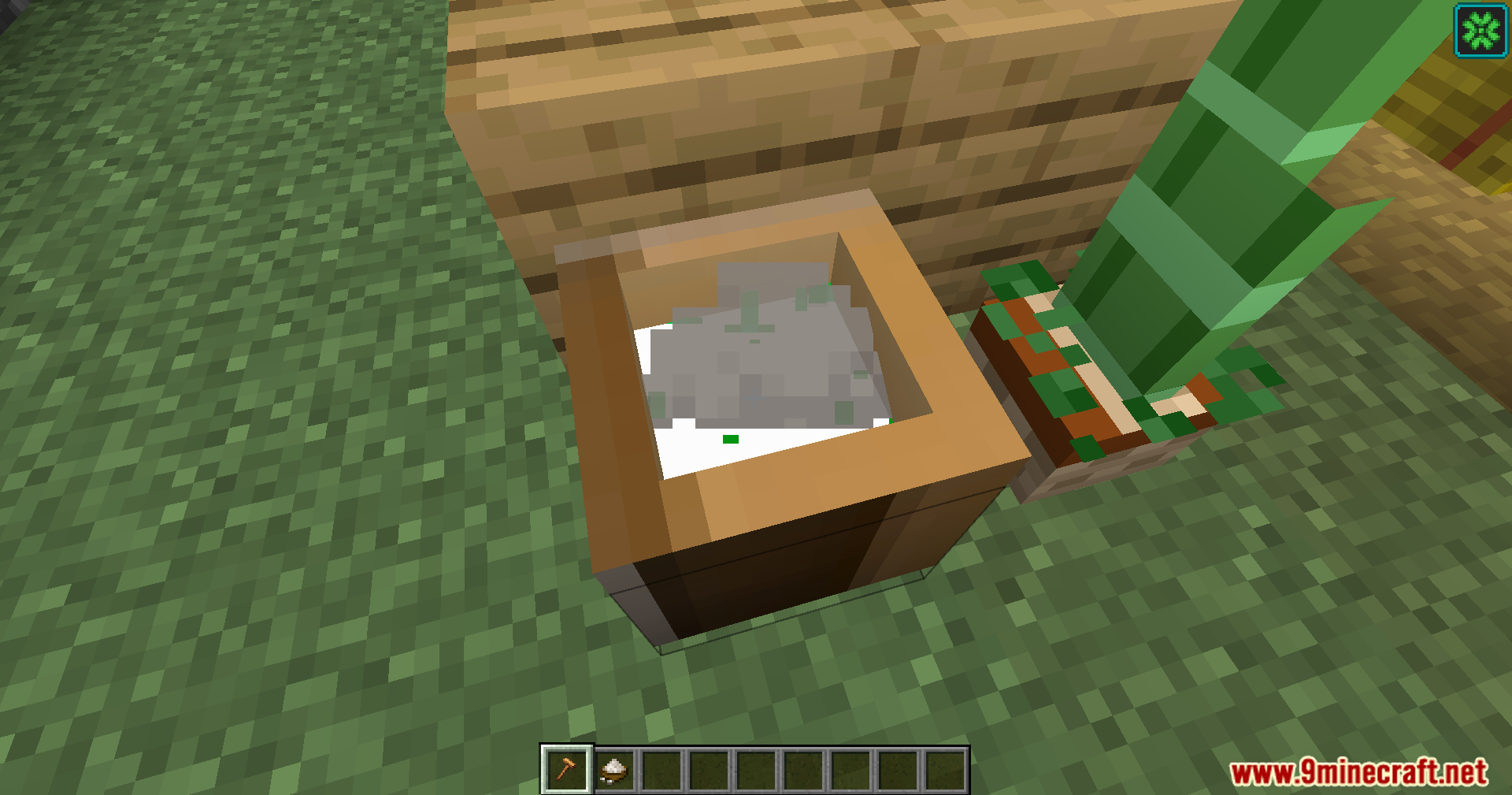 Mortar block containing rice for making mochi