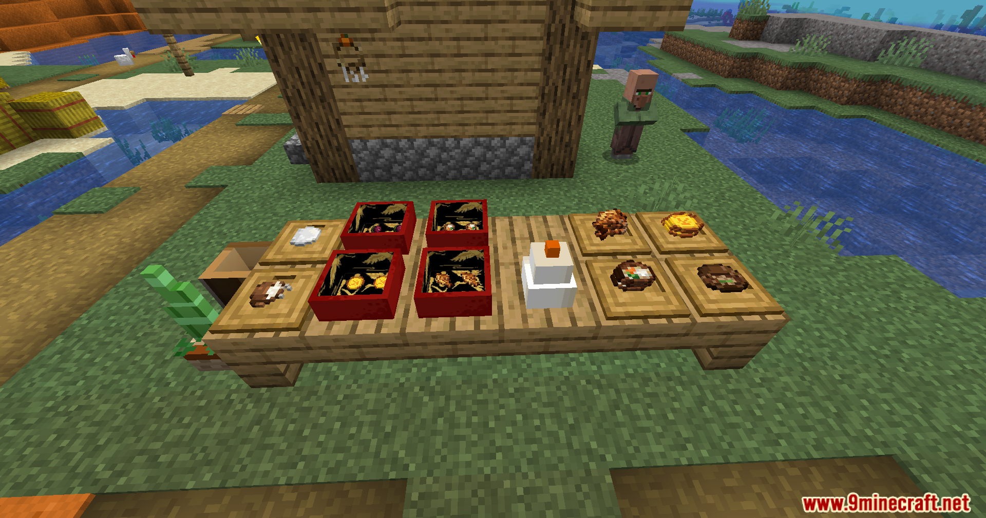 A festive spread of food from the New Years Delight mod