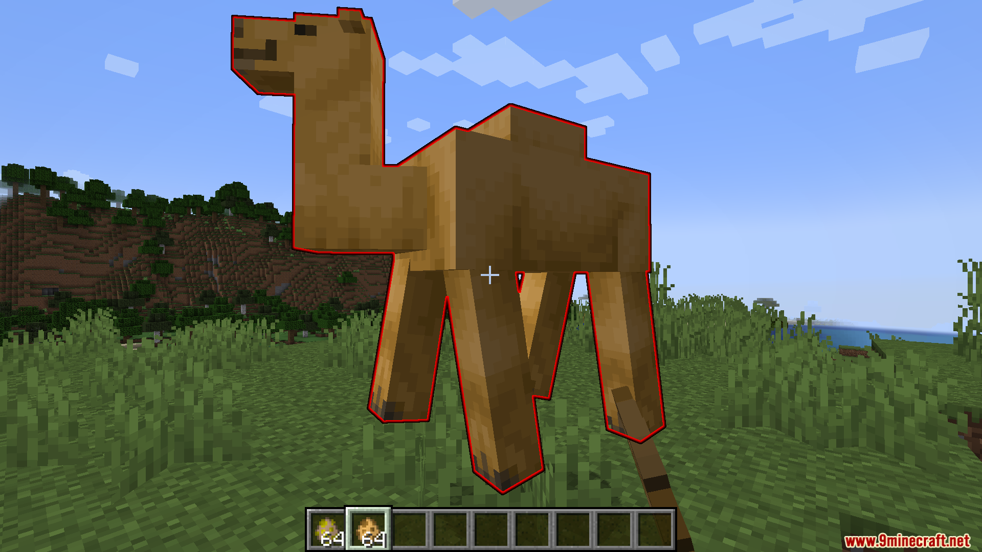 A camel mob with a red damage outline