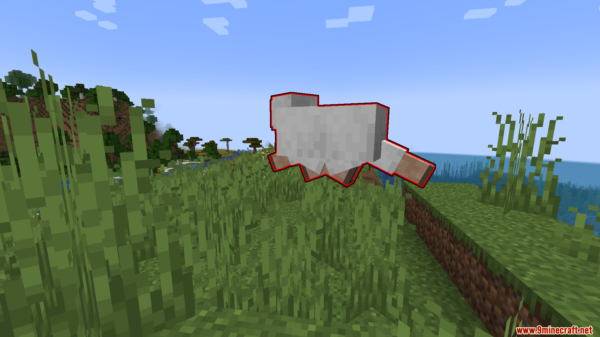The damage outline on a sheep from a side view