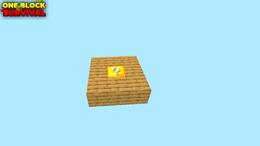 Single yellow lucky block on a wooden sky platform