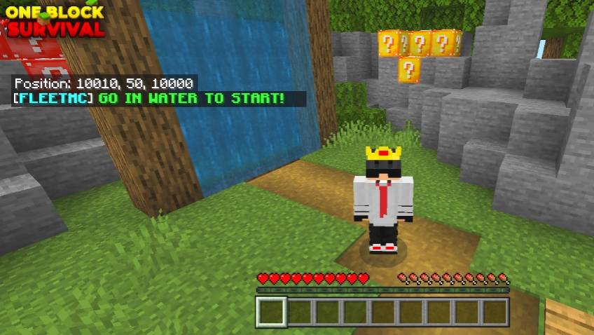 Player standing in lobby area near the starting waterfall