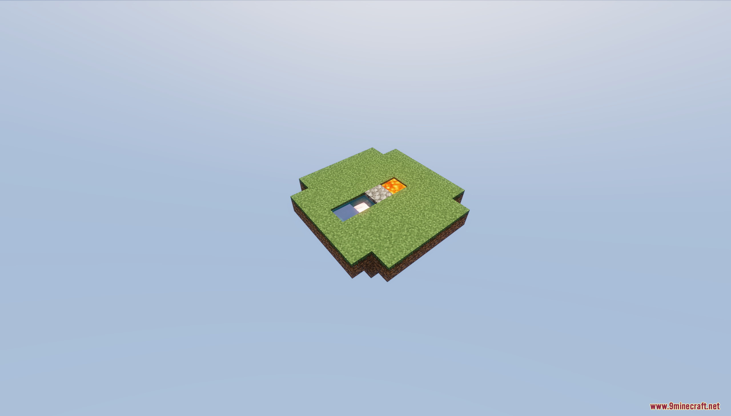 Small floating grass island containing a basic cobblestone generator setup