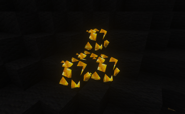 Brightly glowing 3D gold ore block using Ores 3d Addon Mod