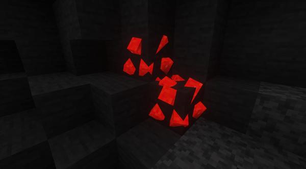 Red glowing 3D ore blocks using the Ores 3d Addon Mod