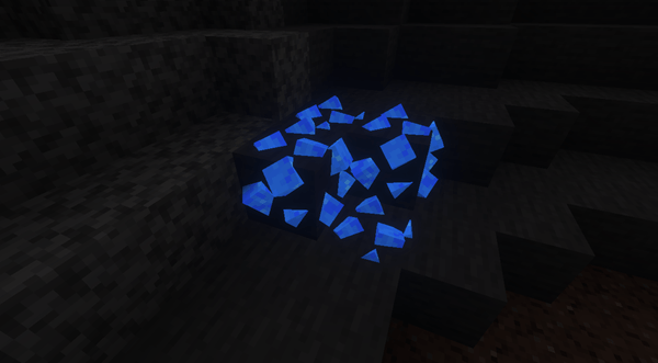 Blue glowing 3D ore blocks using the Ores 3d Addon Mod