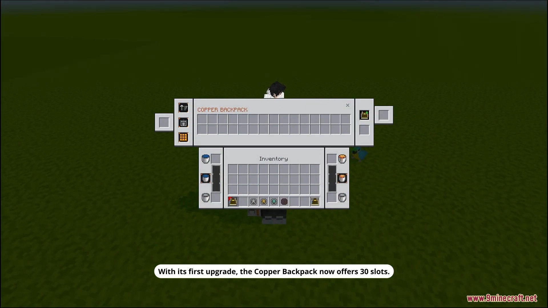 Otg Backpack Addon Screenshot 2 Copper backpack upgrade expanding the portable storage to thirty slots