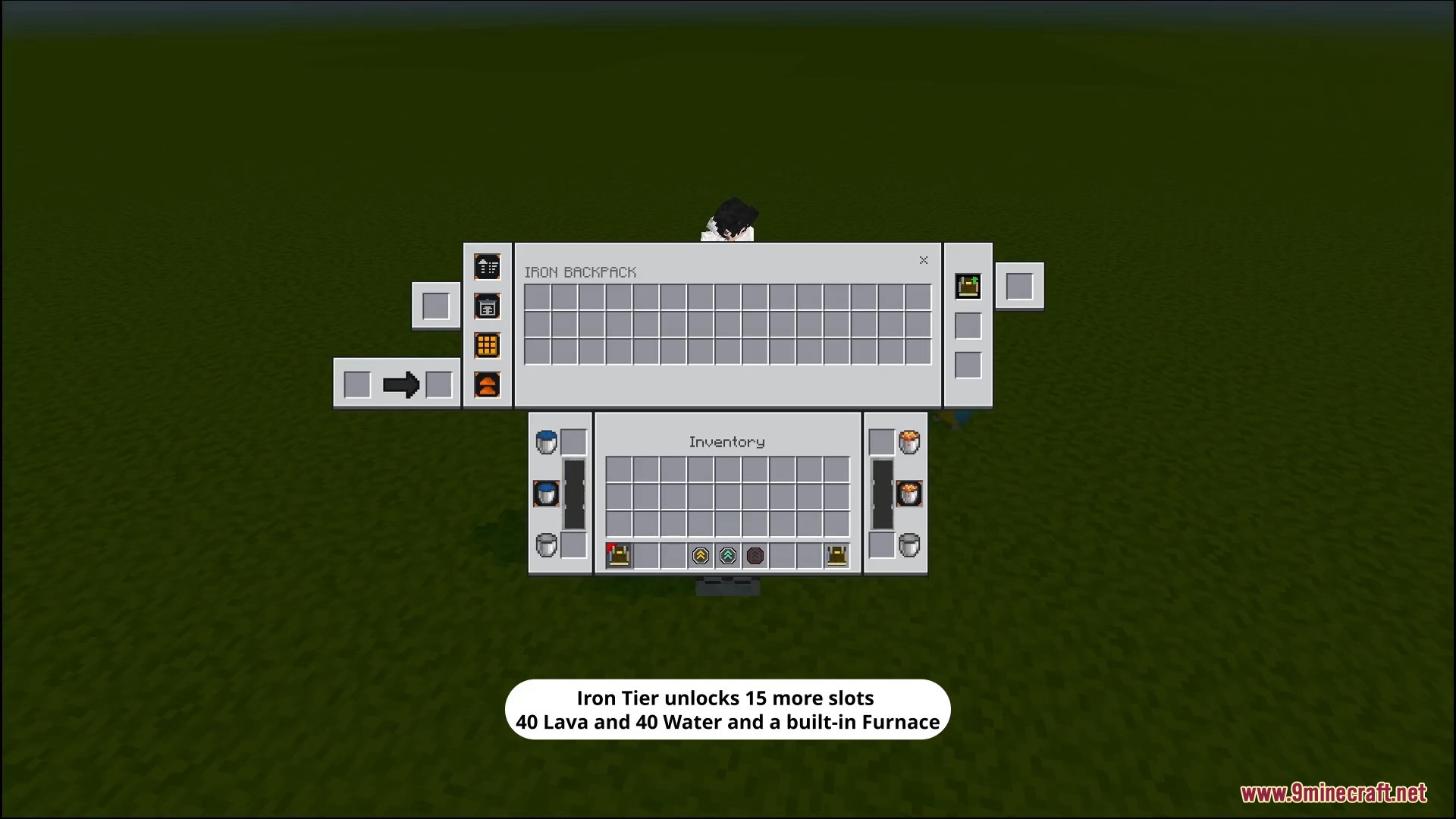 Otg Backpack Addon Screenshot 3 Iron backpack tier adding more slots fluid tanks and furnace