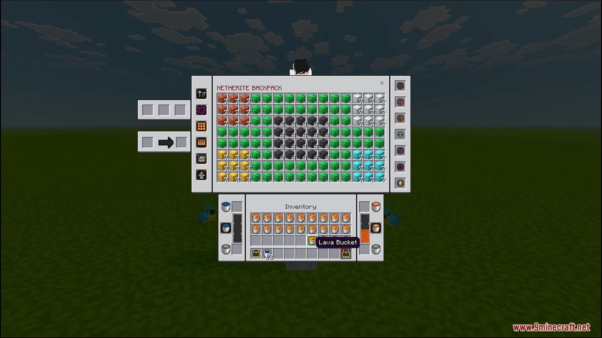 Otg Backpack Addon Screenshot 6 Large portable storage system filled with compressed materials and lava