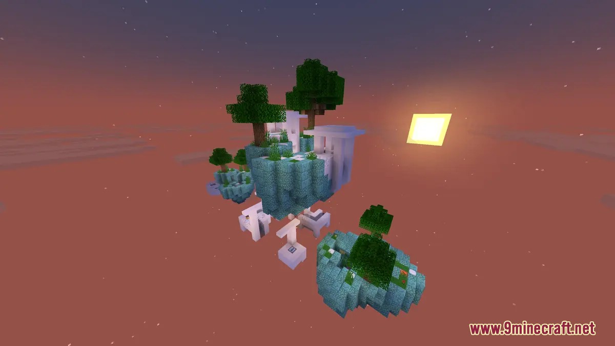 Parkour Galaxy Map ocean style islands with prismarine and quartz blocks