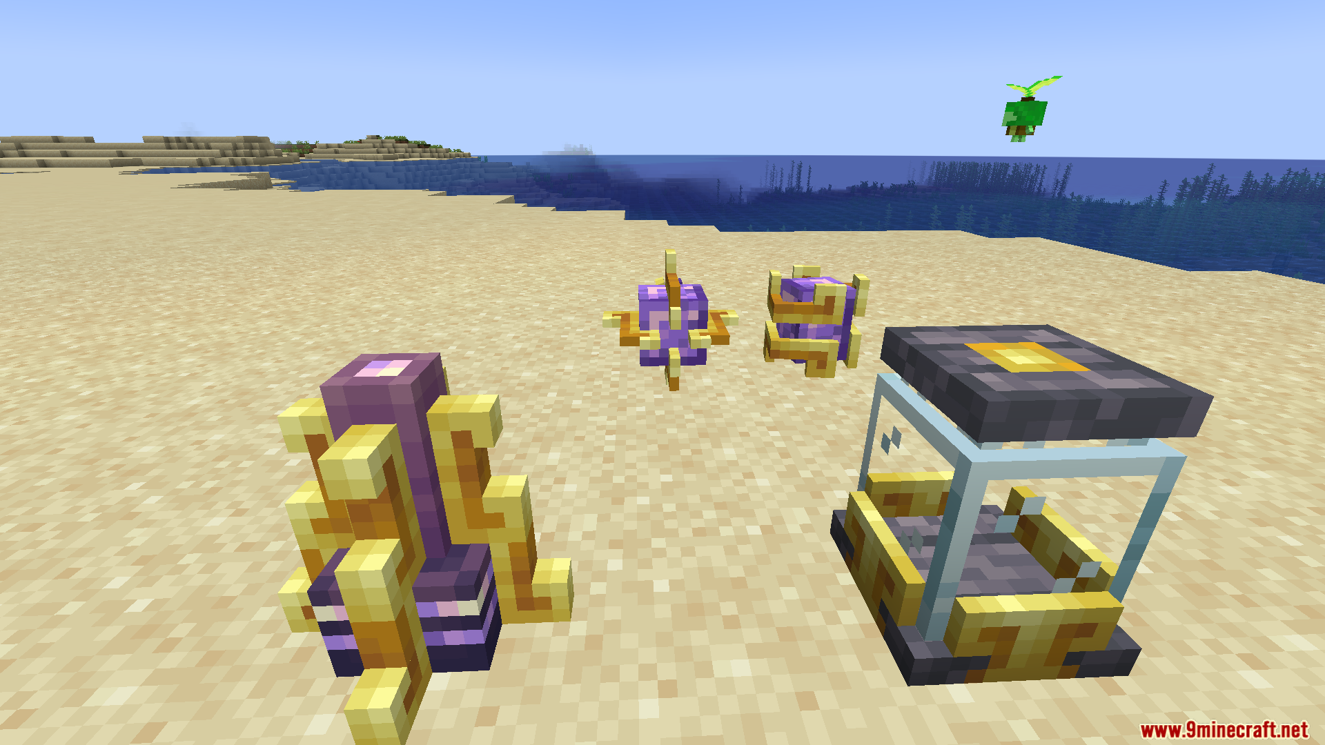 Party Magic Compatibility Mod Screenshot 11 Various magical blocks and items placed on sandy beach