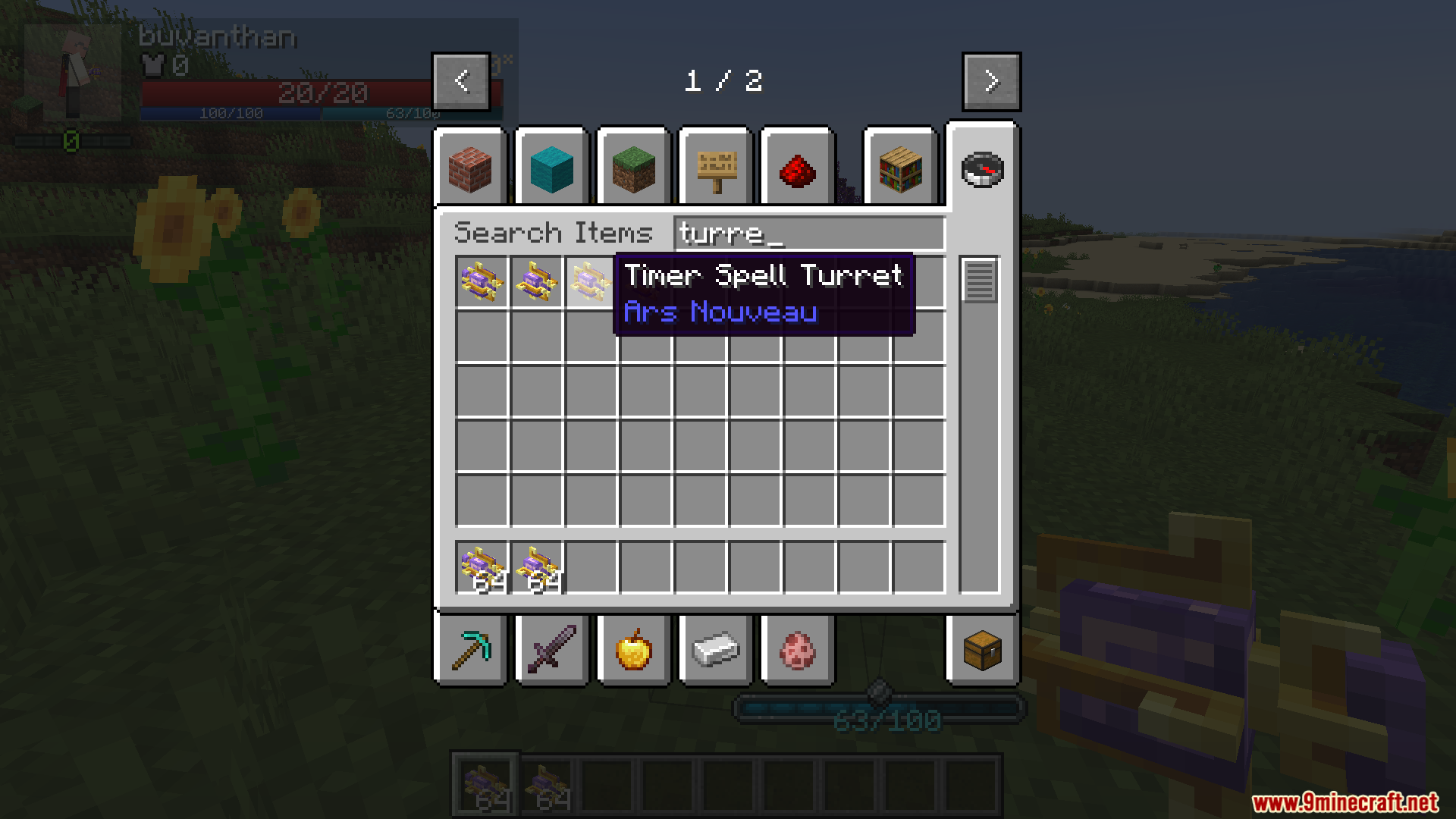 Party Magic Compatibility Mod Screenshot 4 Player searching for Timer Spell Turret item in creative inventory