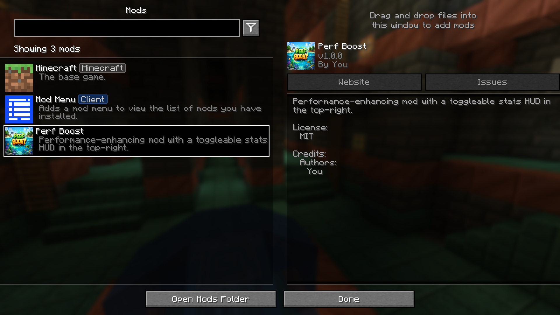Minecraft Mod Manager Interface Perf Boost Installation Minecraft Mod Manager Interface Perf Boost Installation