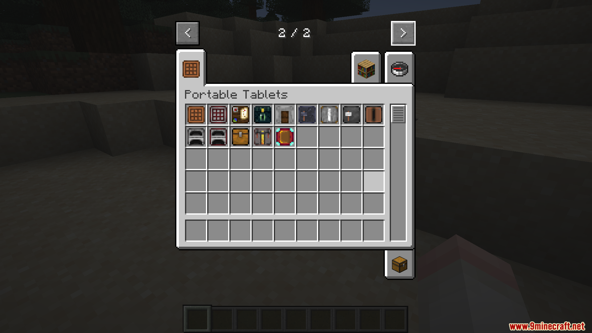 Portable Tablets Mod creative inventory tab displaying various handheld items