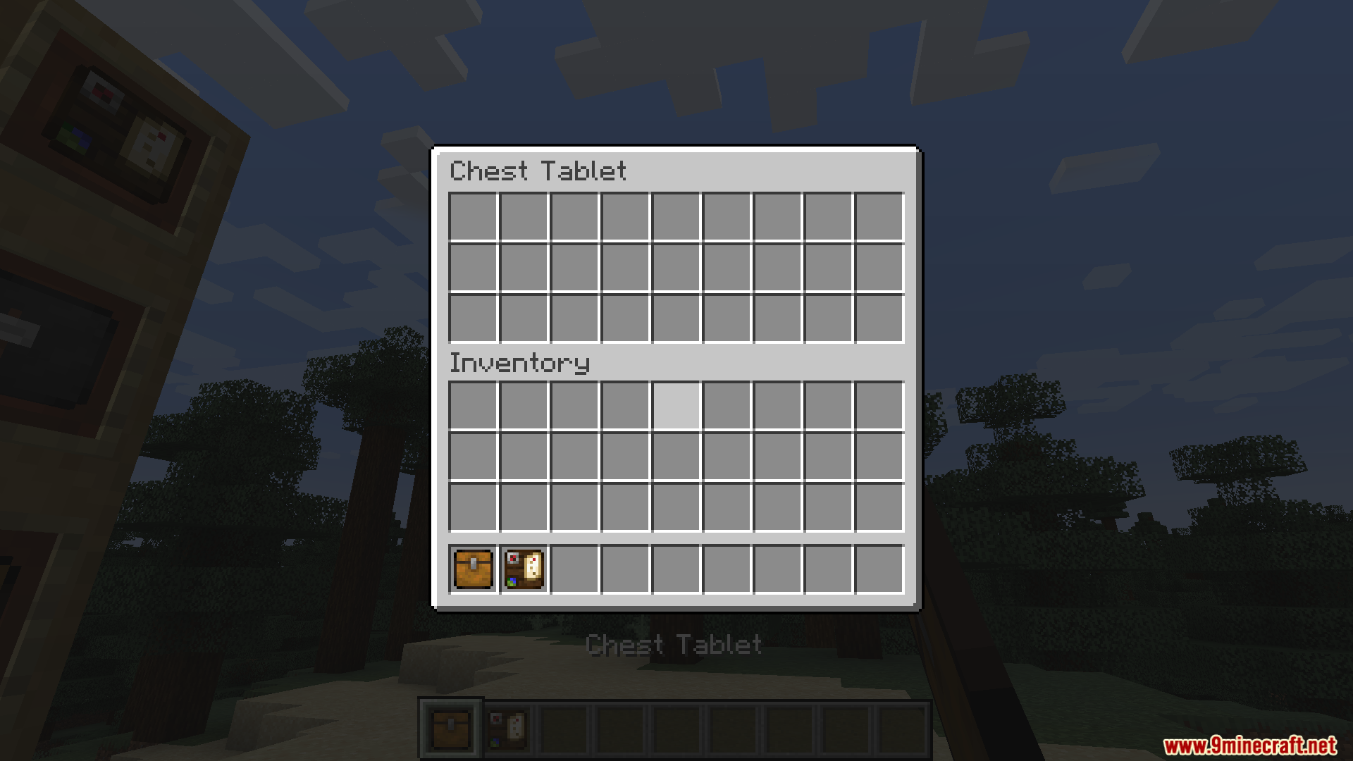 Player opening the Chest Tablet interface from Portable Tablets Mod